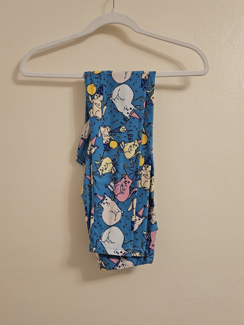 Lularor Blue Cat Print Leggings — Playful Multicolor Cats